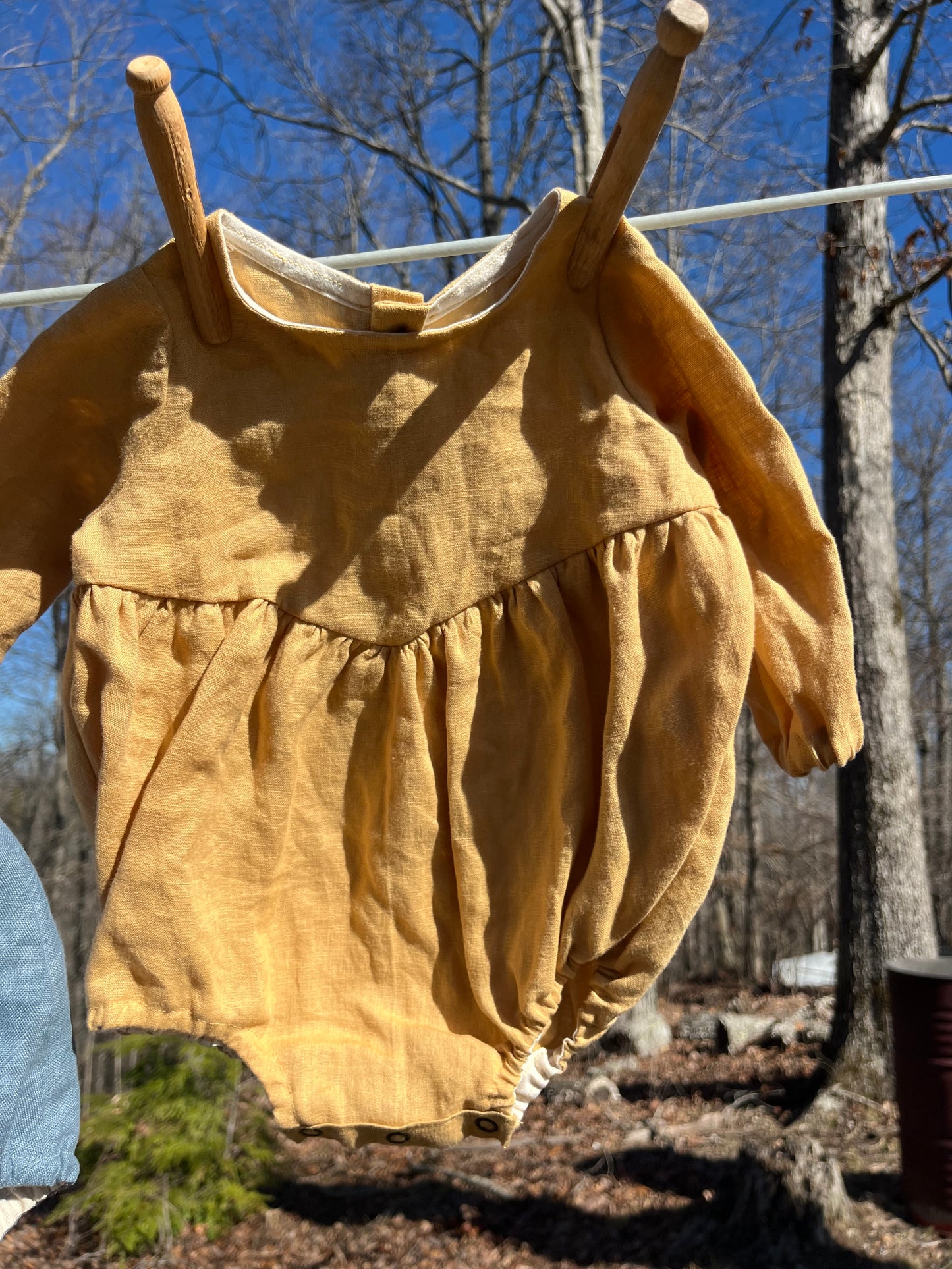 Gathered Linen Baby Romper