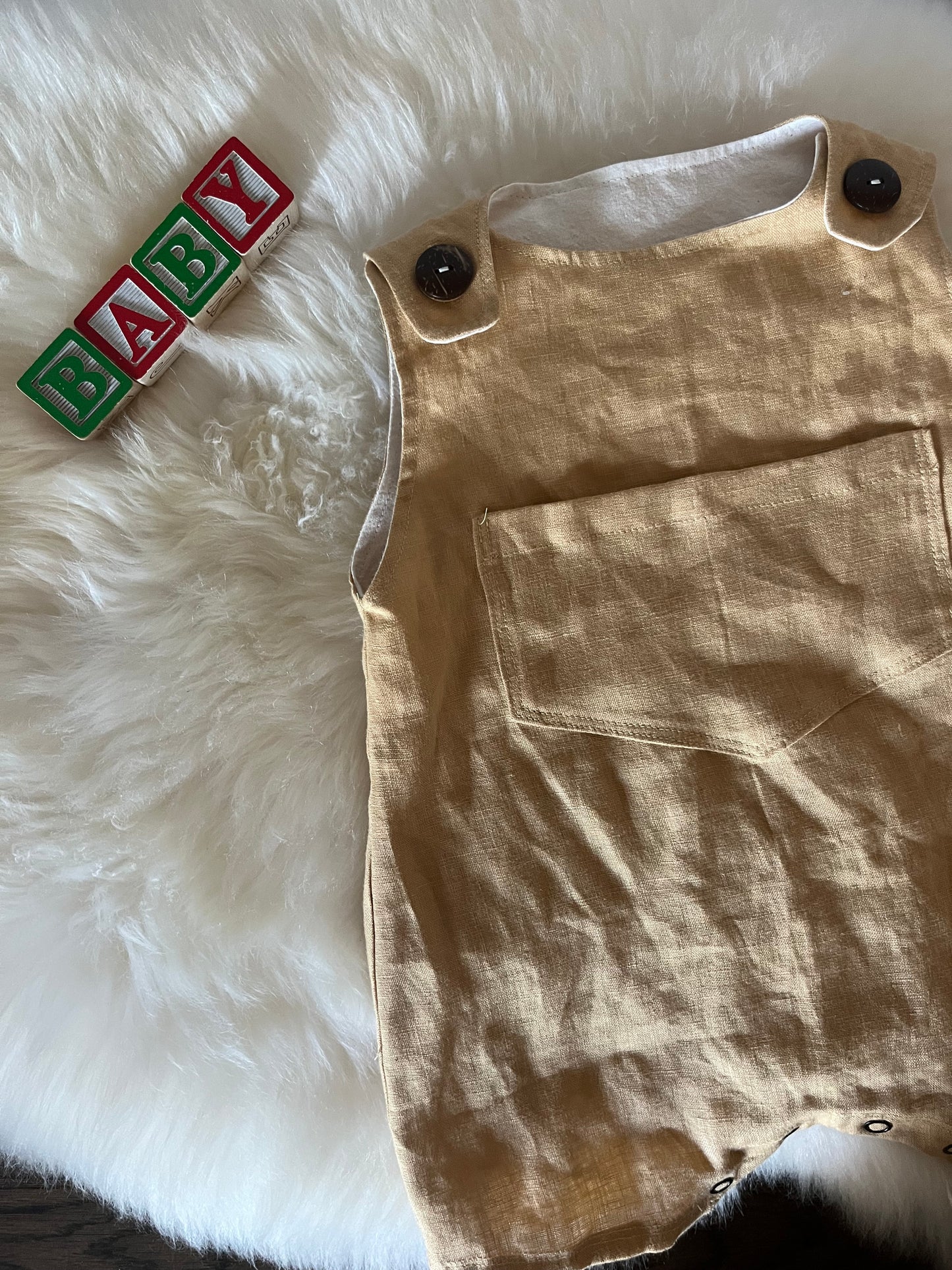 Linen Overall Baby Romper