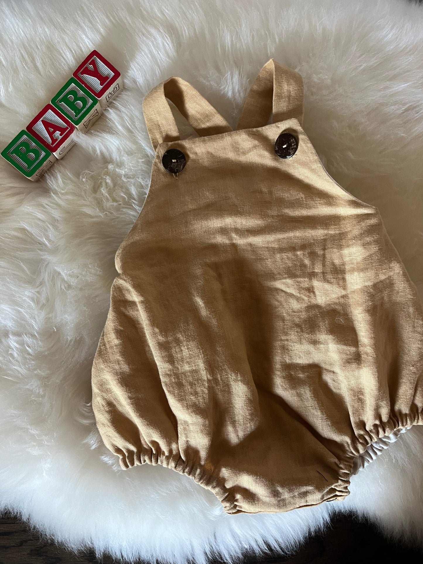 Linen Overall Baby Romper