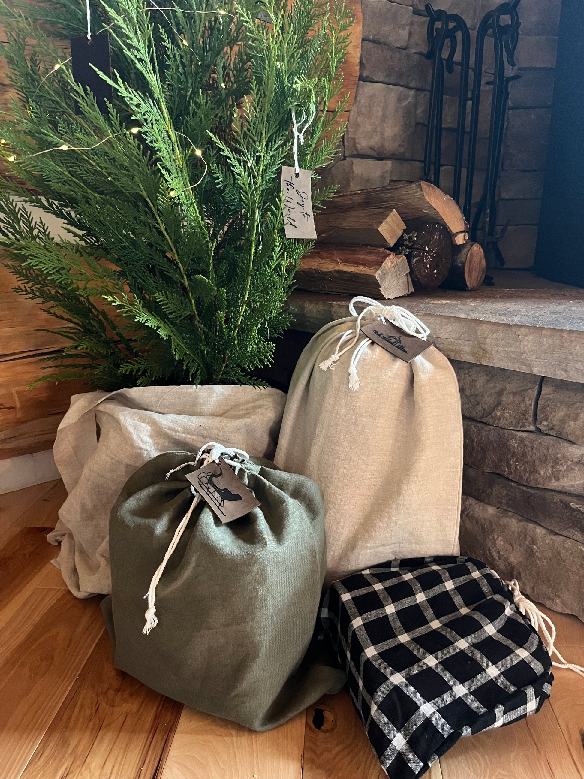 Linen gift bag, natural